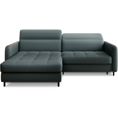 Petit canapé d’angle convertible tissu Kunder angle gauche-Vert céladon-angle gauche