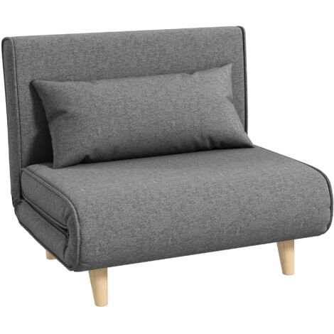 Petit canapé-lit/canapé une place, canapé pliable, dossier réglable, style nordique, gris, 95 x 95 x 80 cm