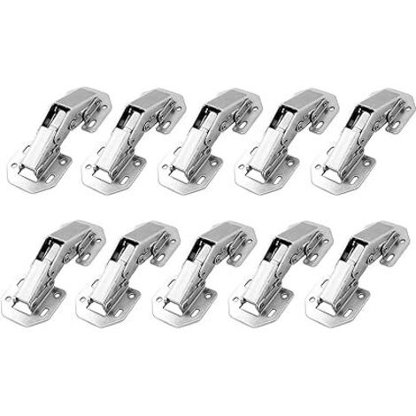 Petit Charnière à Visser avec Ressort 90 Degré Charnieres Fermeture Automatique pour Portes Légère Complètement en Applique et Rentrant de Meubles Armoires Cuisine Lot de 10
