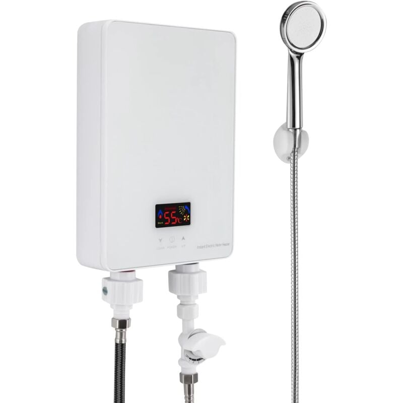 Petit chauffe-eau instantané avec pomme de douche 5000 w Salle de bain Cuisine Chauffe-eau électrique instantané, Touch Control, pour cuisine, salle