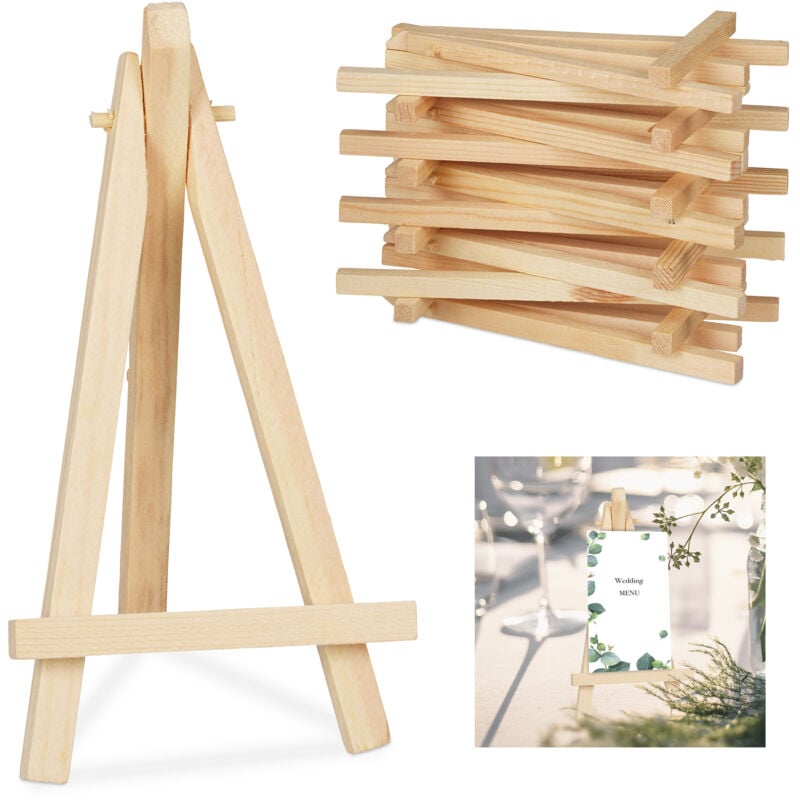 Petit chevalet, lot de 20, décoration table, à la maison, mariages, festivités, Hxl 15,5 x 8 cm, nature