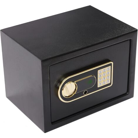 Petit coffre-fort à combinaison de 22 litres en acier résistant au feu avec clé de secours. Convient pour cartes d'identité, documents A4, ordinateurs portables, bijoux noir