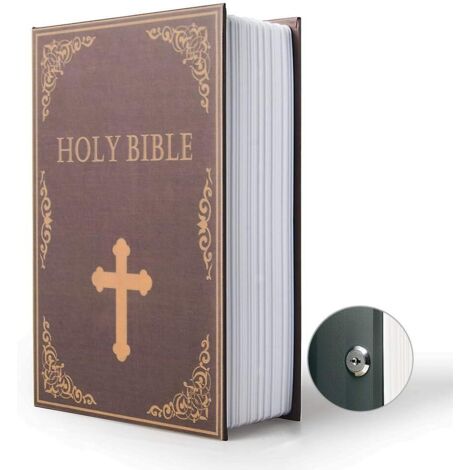 Petit coffre-fort secret pour dictionnaire de diversion avec clé de sécurité (clé, Bible)
