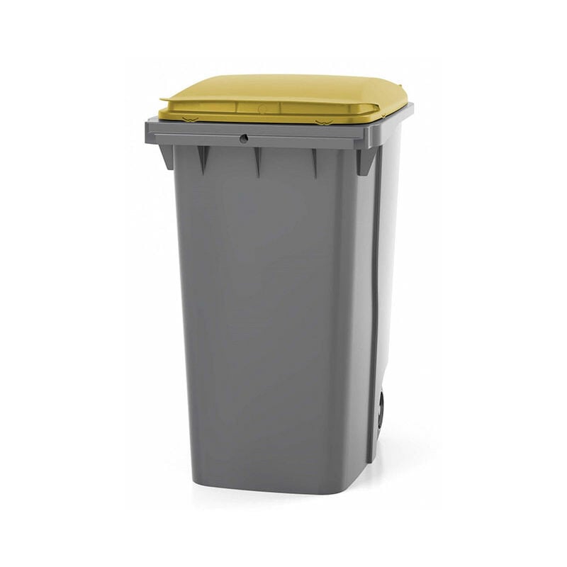 Rayonnage Direct - Conteneur poubelle 360 litres à préhension frontale - couvercle Jaune Citron - 620 x 850 x 1095 mm - 210006GAGA/JC