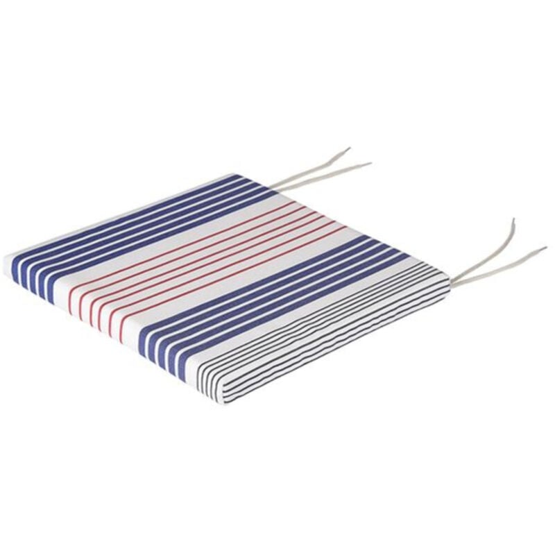 Avril Paris - Assise de chaise déhoussables 36 x 40 cm - 100% Coton- Bleu/Blanc - santorin