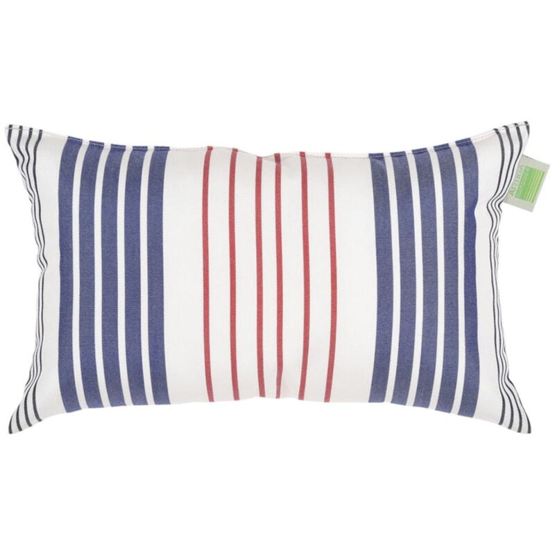 Avril Paris - Mini coussin rectangulaire 40 x 24 cm - 100% Coton- Bleu/Blanc - santorin