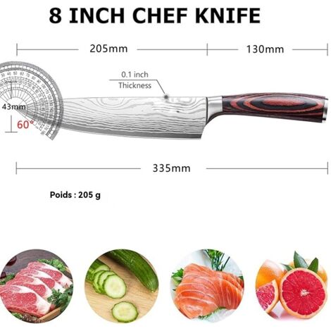 petit couteau de cuisine motif laser damas couteau de cuisinier polyvalent pour légumes et viande en stock