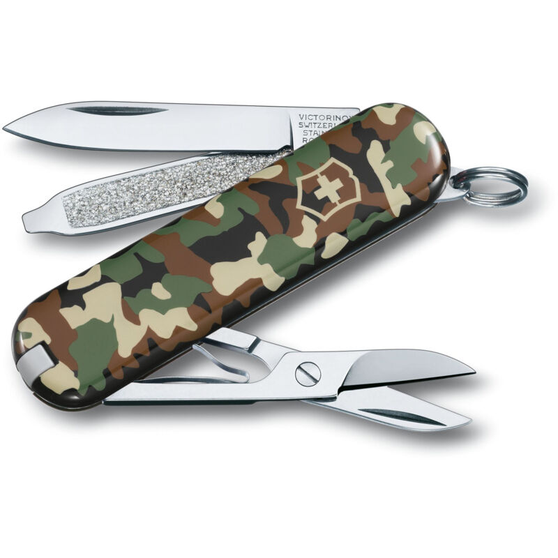 Victorinox - Petit couteau de poche Classic sd, à 7 fonctions, avec ciseaux et lime à ongles avec tournevis, couleur camouflage.