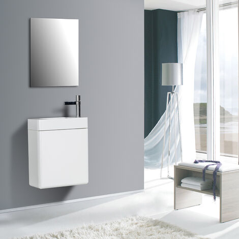 Petit ensemble pour salle de bain CARO 450 - dans différentes couleurs - miroir ou armoire de toilette en option