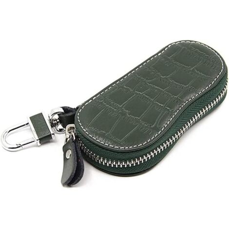 Petit étui à clés de voiture en cuir vintage fait main (vert foncé)