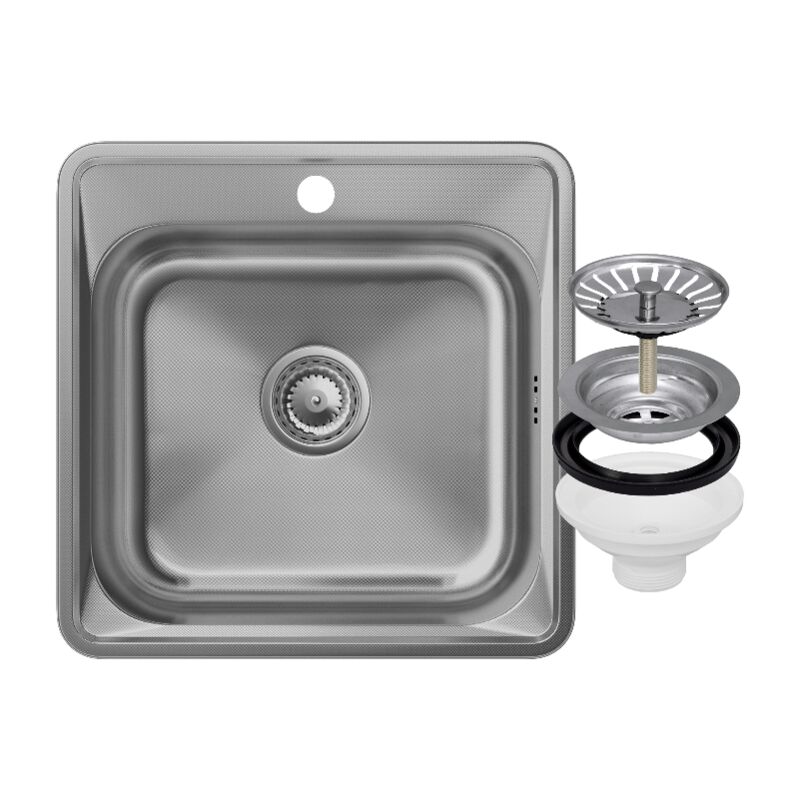 Petit Évier Carré En Acier 1 Compartiment Décor Turi48