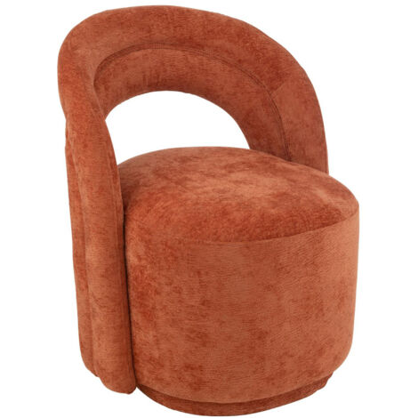 Petit fauteuil 64x66x80 cm en tissu doux rouille - TESTI