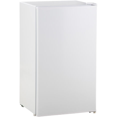 Petit frigo blanc 91L, porte simple réversible, classe E, 0-10°C, autoportant