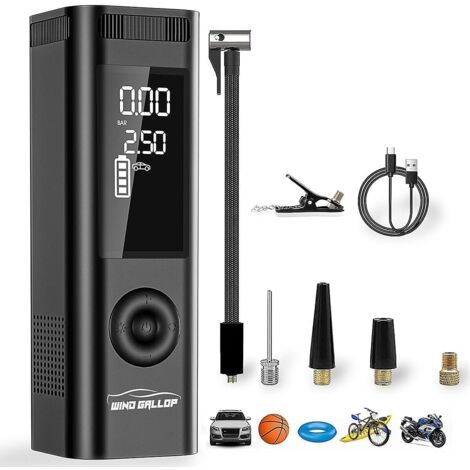 Petit Gonfleur De Pneu De Compresseur D'air Portable Avec Manomètre Pompe De Pneu De Voiture 12V Compresseur De Pneu Pompe À Air Électrique Pour Pneus De Voiture Vélo Balles De Moto (Noir)