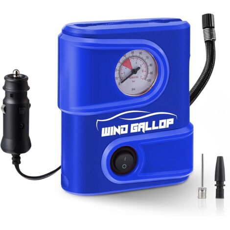 Petit Gonfleur De Pneu De Compresseur D'air Portable Avec Manomètre Pompe Voiture 12V Compresseur De Pneu Pompe À Air Électrique Pour Pneus De Voiture Vélo Balles De Moto (bleu clair)