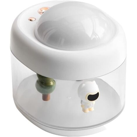 Petit humidificateur rotatif pour la maison avec veilleuse et projecteur d'étoiles (plongeur blanc)