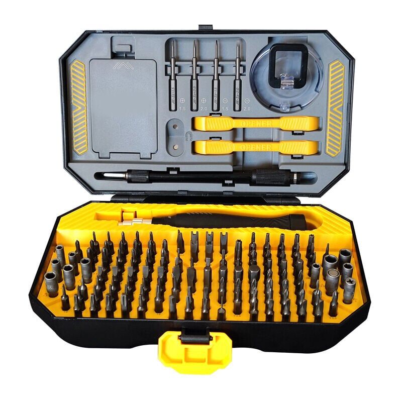 SNQ - Petit jeu de tournevis 145 en 1 jeu d'embouts de tournevis magnétiques de précision avec pince à épiler, plat, Phillips, Pentalobe, tournevis