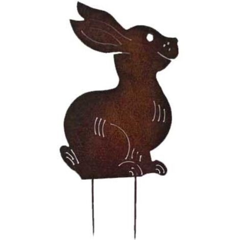 Petit Lapin assis en métal - Déco jardin 26cm