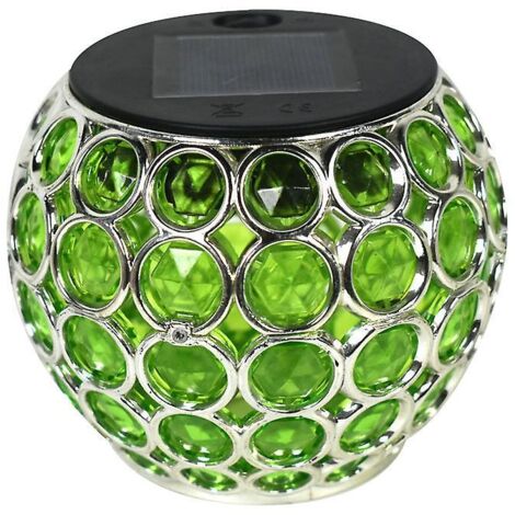 Petit lustre LED solaire vert suspendu en forme de boule pour l'extérieur, idéal pour la pelouse et le jardin.