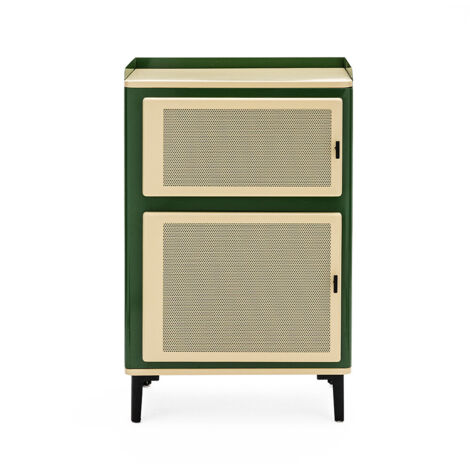 Petit meuble de rangement 2 portes en métal H94cm - Vert - Vintagio