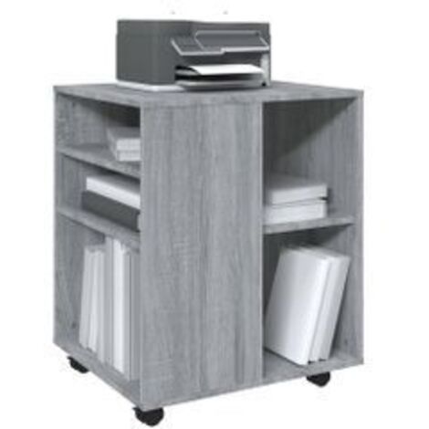 Petit meuble de rangement sur roulettes Burok 60cm – Discret et pratique-Chêne gris