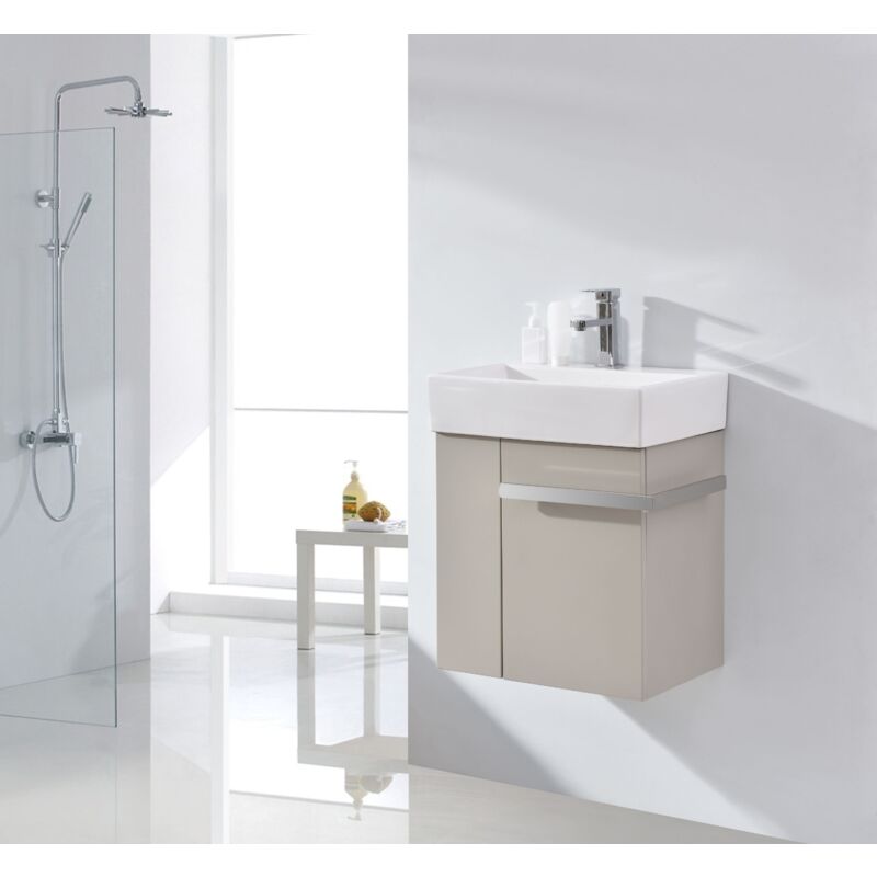 Bernstein - Petit meuble de salle de bain Compact 500 - laqué taupe mat Sans raccord d'écoulement