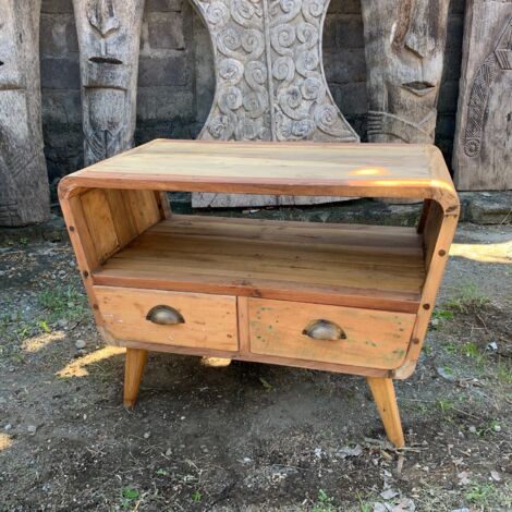 Petit meuble TV avec 2 tiroirs ronds- Vendu par 1