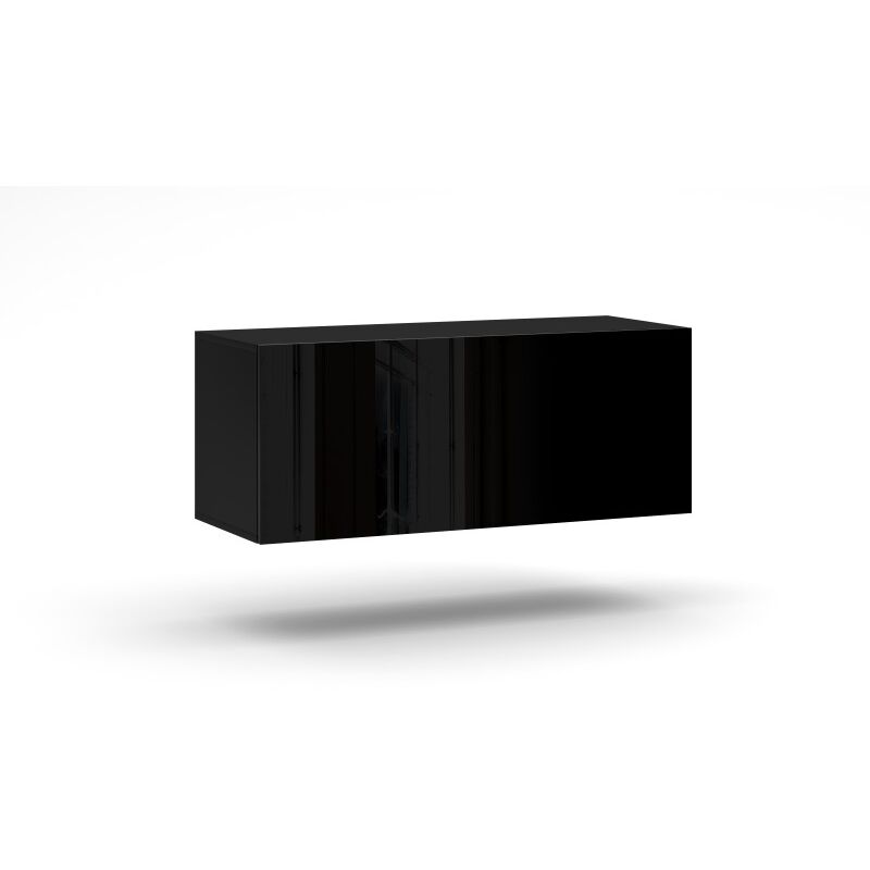 Petit meuble TV suspendu NEVER noir brillant 100cm - Noir