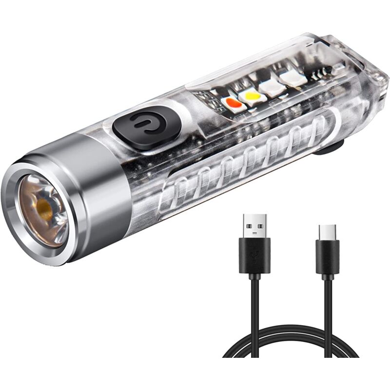 Petit Mini Puissant Porte-clés Lampe de Poche LED Type-C Lampes de Poche Rechargeables