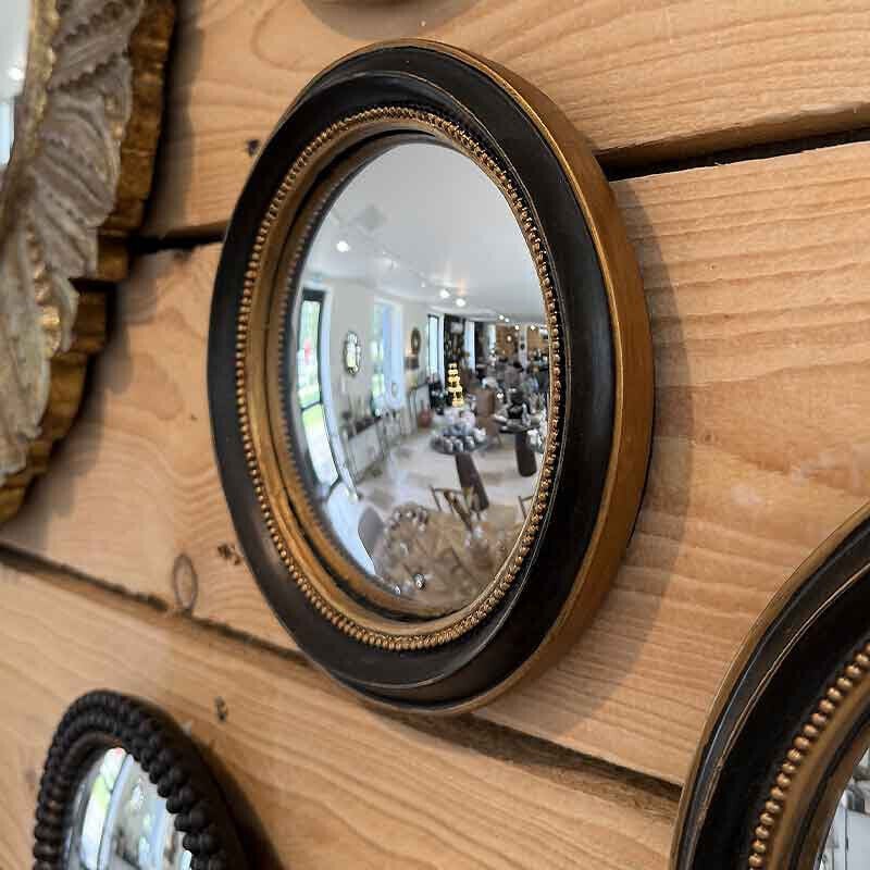 Petit miroir convexe noir doré 19cm