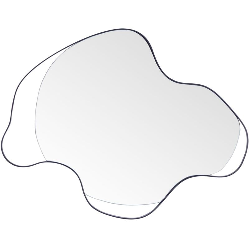 Beliani - Petit Miroir Mural Moderne et Minimaliste en Métal Noir 77 x 59 cm Forme Irrégulière Cadre en Fer Melun