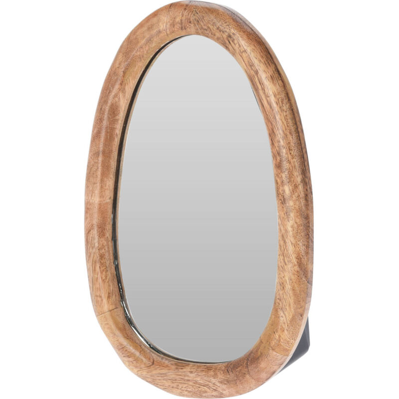 Home Styling - Petit miroir ovale dans un cadre en bois de mangue.