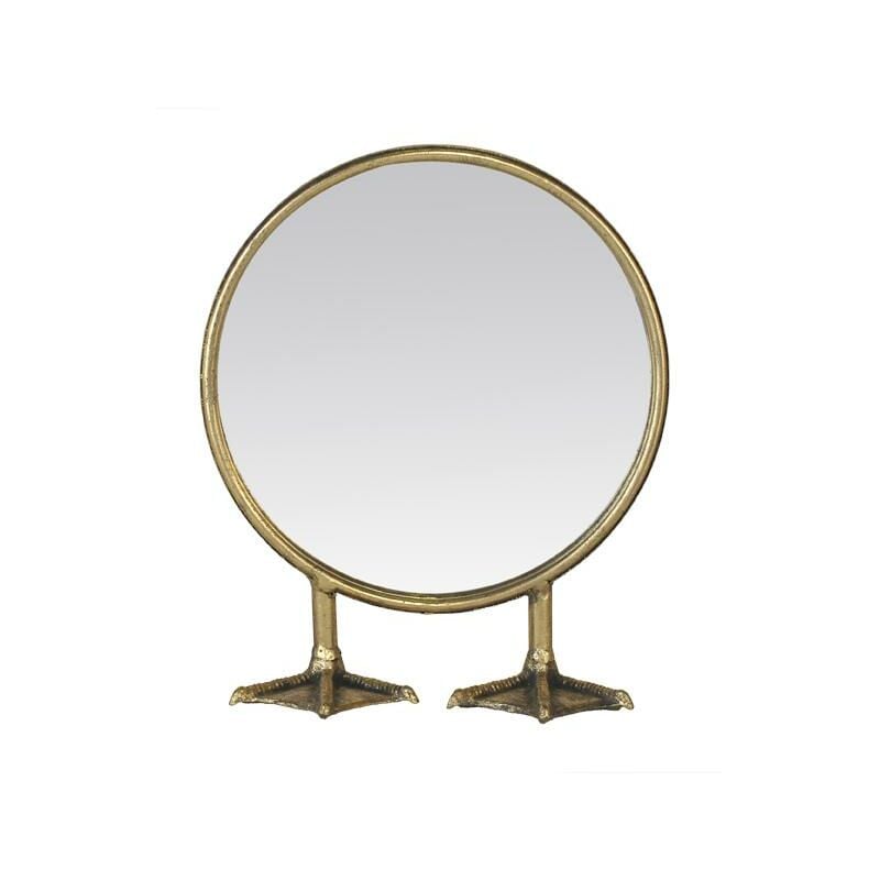 Emde - Petit miroir rond sur pied de canard doré 25x9,5x29,5cm