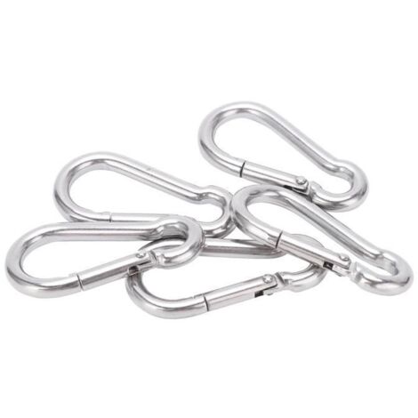 Petit mousqueton 5 pièces 50mm mousqueton en acier inoxydable robuste mousqueton à ressort pour hamac laisse de chien