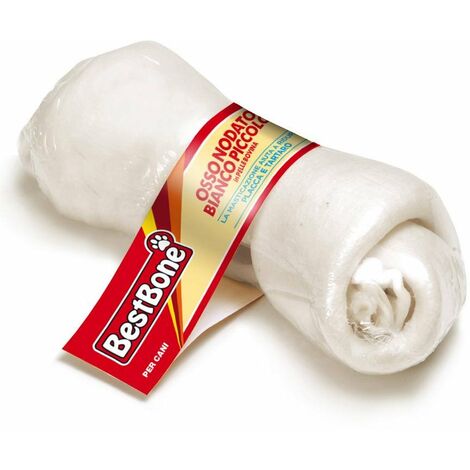 Petit os blanc en cuir de vachette thermorétractable pour chiens