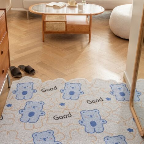 Petit ours mignon [à plat] 4060cm Boucle en soie Tapis de sol miniature à boucles, résistant, antitache et anti-usure, idéal pour enlever la boue et la saleté de l'entrée. Personnalisable.