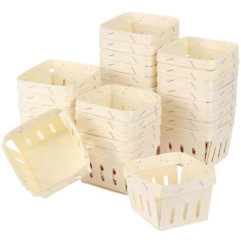 Petit panier à baies en bois, mini panier carré aéré