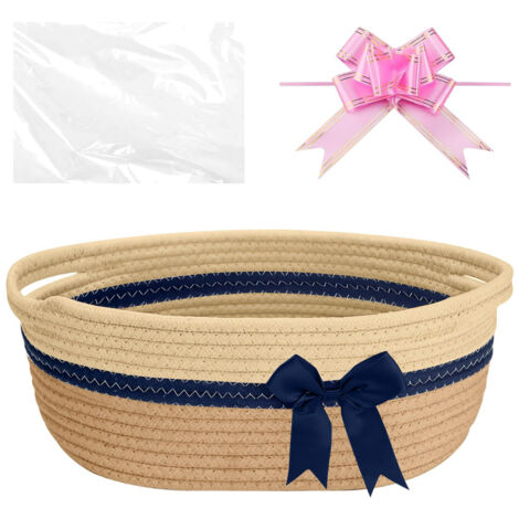Petit panier cadeau en corde tressée, panier de rangement pour serviettes, collations, jouets et couches dans la chambre de bébé, panier rectangulaire pour étagère de salle de bain.