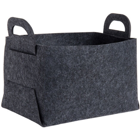 Petit panier de rangement chien jouet panier en tissu feutre boîte de rangement avec poignée panier - cadeau vide pliant panier de rangement, noir