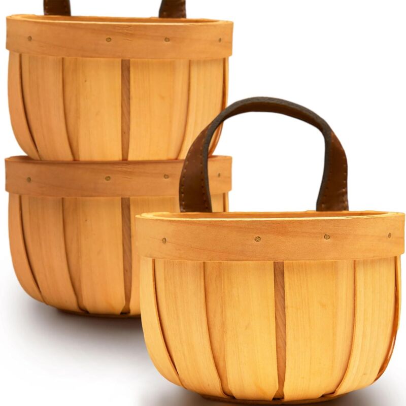 Petit panier de rangement décoratif demi-rond en copeaux de bois naturel tressés à la main, avec un design de suspension unique, idéal pour la