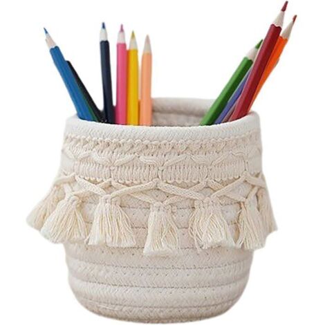 Petit panier de table en corde de coton, joli rangement pour papier toilette - Décoratif.