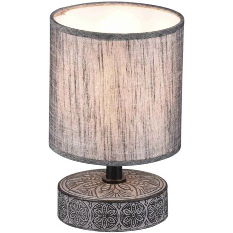 Petit pied de lampe moderne gris en céramique avec abat-jour en tissu Marie Trio Lighting