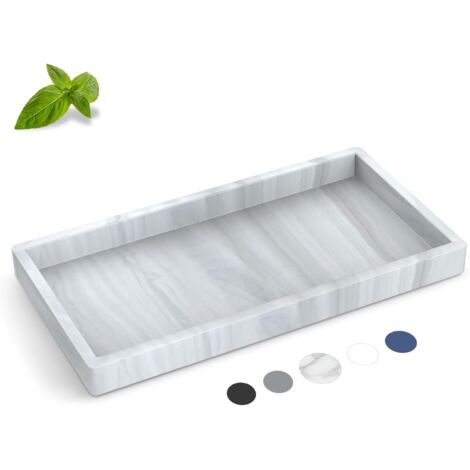 Petit plateau de salle de bain en silicone avec distributeur de savon intégré et plateau pour réservoir de toilettes - 19,8 x 9,9 cm-AquaForge