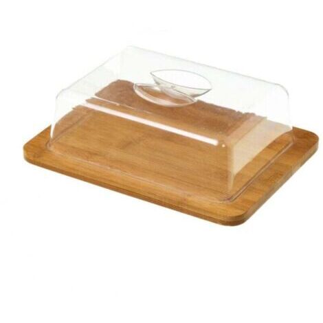 Petit Plateau Fromage Bambou Rectangulaire et Cloche Acrylique