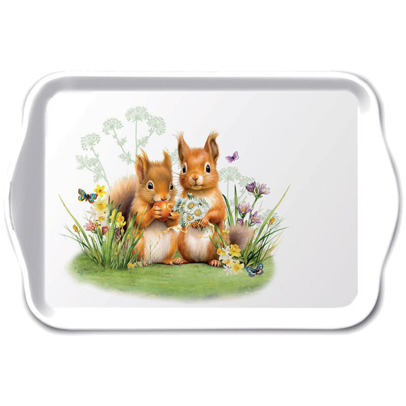 Petit plateau rectangulaire couple d'Écureuils Petit plateau rectangulaire couple d'Écureuils