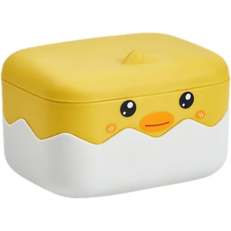 Petit porte-savon canard jaune avec couvercle en plastique autonettoyant