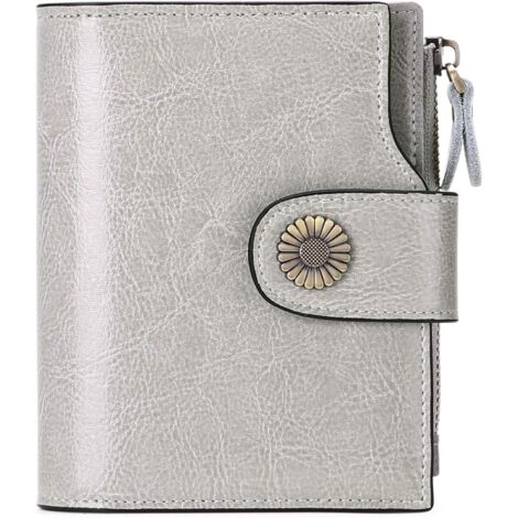 Petit portefeuille dame en cuir (gris clair)