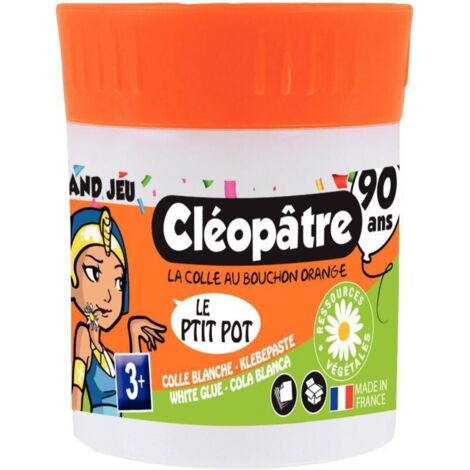 Petit pot de colle blanche 35g – Végétale à base d'amidon – Spatule intégrée – Parfum amande – 100% sans solvant ni acide