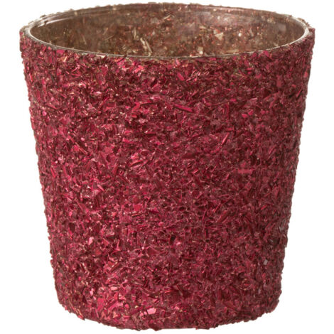 Petit pot pour Fleur en verre Rose pailleté