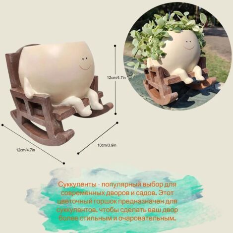 Petit pot succulentes pour fauteuil à bascule – Déco bureau, travail ou jardin – Pour rebord de fenêtre – Plante verte